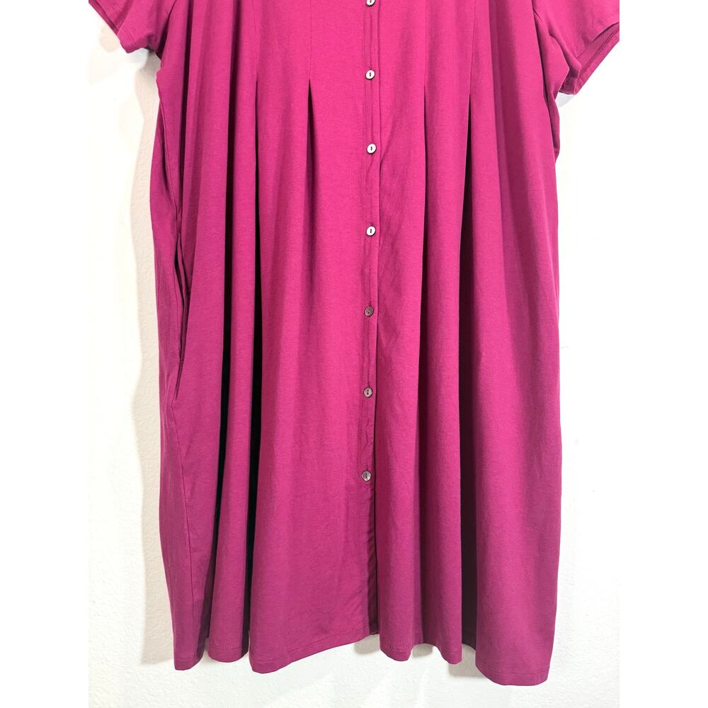 J.Jill Sangria Button Front Swing Dress 4X NWT V-Neck Knit Pockets - Picture 4 of 8